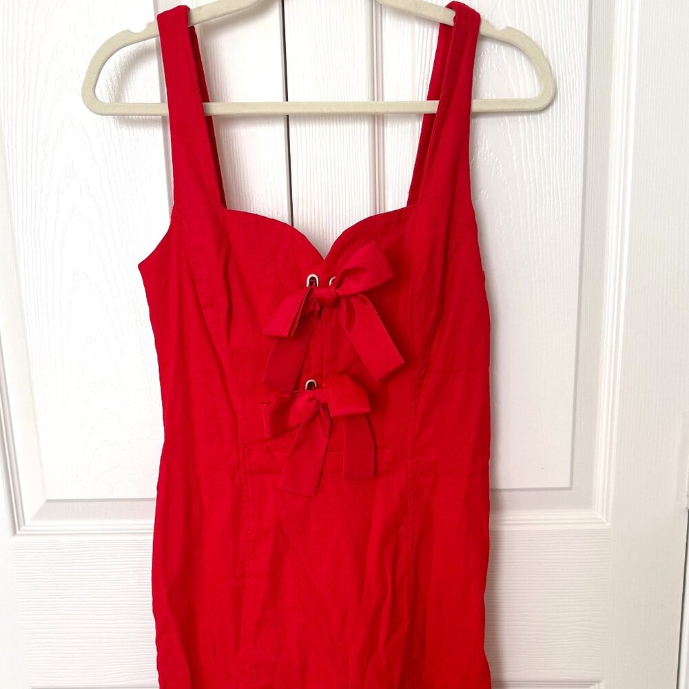 Anthropologie Sweetheart Bow Red Midi Dress - size small